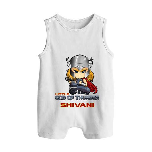 Little God of Thunder Romper Suit / Sleeveless Romper | Personalized Romper Suit / Sleeveless Romper for Little Thunder Gods - WHITE - 0 - 5 Months Old (Chest 18")
