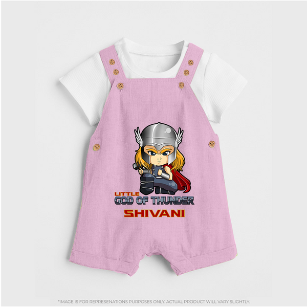 Little God of Thunder Dungaree Set | Personalized Dungaree Set for Little Thunder Gods - BABY PINK - 0 - 5 Months Old (Chest 18")