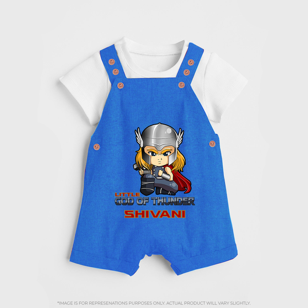 Little God of Thunder Dungaree Set | Personalized Dungaree Set for Little Thunder Gods - COBALT BLUE - 0 - 5 Months Old (Chest 18")