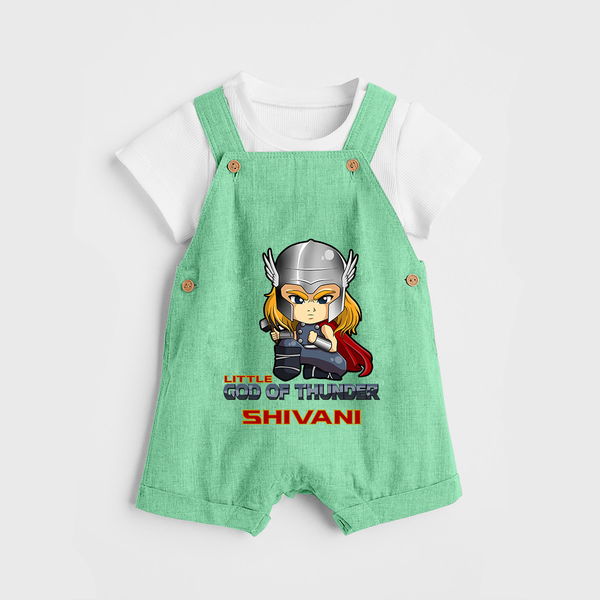 Little God of Thunder Dungaree Set | Personalized Dungaree Set for Little Thunder Gods - GREEN - 0 - 5 Months Old (Chest 18")