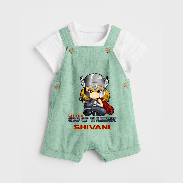 Little God of Thunder Dungaree Set | Personalized Dungaree Set for Little Thunder Gods - MINT GREEN - 0 - 5 Months Old (Chest 18")