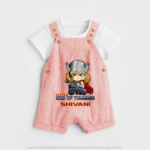 Little God of Thunder Dungaree Set | Personalized Dungaree Set for Little Thunder Gods - PEACH - 0 - 5 Months Old (Chest 18")