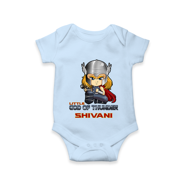 Little God of Thunder Romper | Personalized Romper for Little Thunder Gods - BABY BLUE - New Born (Chest 14")