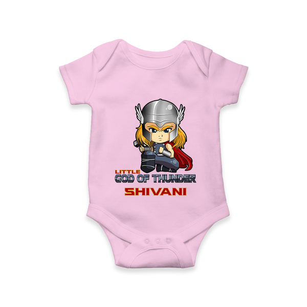Little God of Thunder Romper | Personalized Romper for Little Thunder Gods - BABY PINK - New Born (Chest 14")