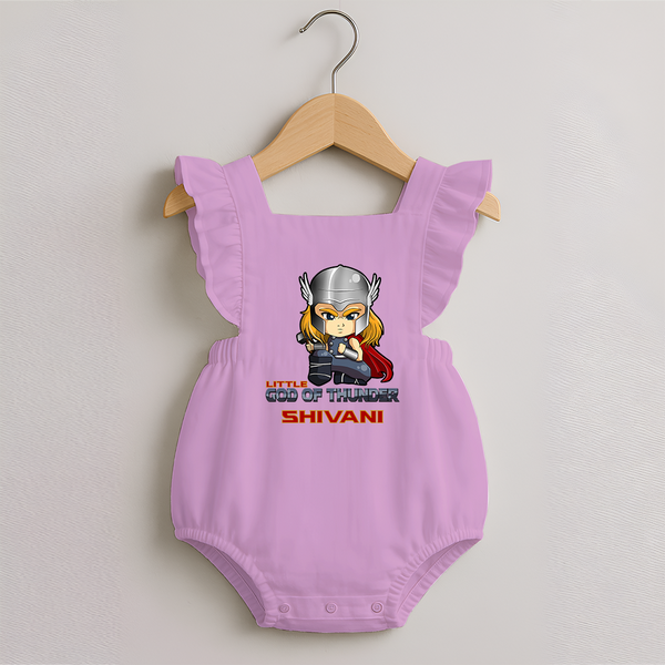 Little God of Thunder Romper Frock | Personalized Romper Frock for Little Thunder Gods - BABY PINK - 0 - 3 Months Old (Chest 19")