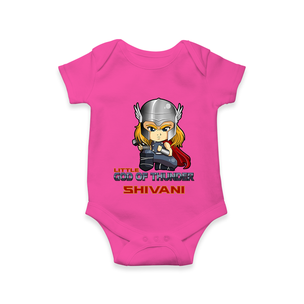 Little God of Thunder Romper | Personalized Romper for Little Thunder Gods - HOT PINK - New Born (Chest 14")