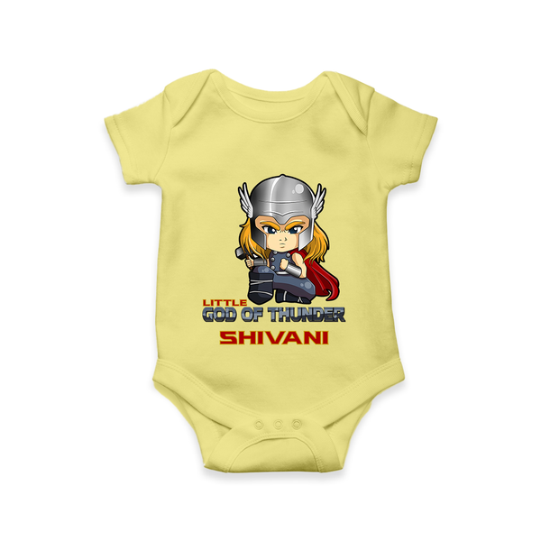 Little God of Thunder Romper | Personalized Romper for Little Thunder Gods - PASTEL YELLOW - New Born (Chest 14")