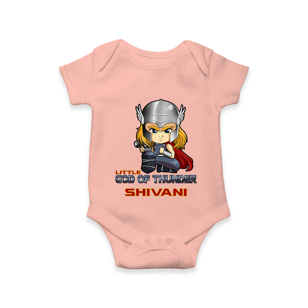 Little God of Thunder Romper | Personalized Romper for Little Thunder Gods - PEACH - New Born (Chest 14")