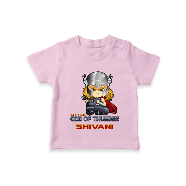 Little God of Thunder T-Shirt | Personalized T-Shirt for Little Thunder Gods - BABY PINK - 0-5 Months Old (Chest 17")
