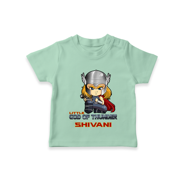 Little God of Thunder T-Shirt | Personalized T-Shirt for Little Thunder Gods - MINT GREEN - 0-5 Months Old (Chest 17")