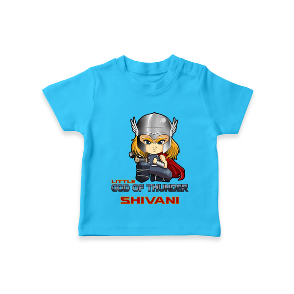 Little God of Thunder T-Shirt | Personalized T-Shirt for Little Thunder Gods - SKY BLUE - 0-5 Months Old (Chest 17")