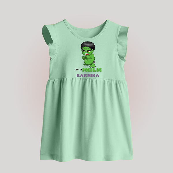 Little Hulk Hero Baby Frock | Custom Baby Frock for Baby Hulk Fans - MINT GREEN - 0 - 3 Months Old (Chest 17")