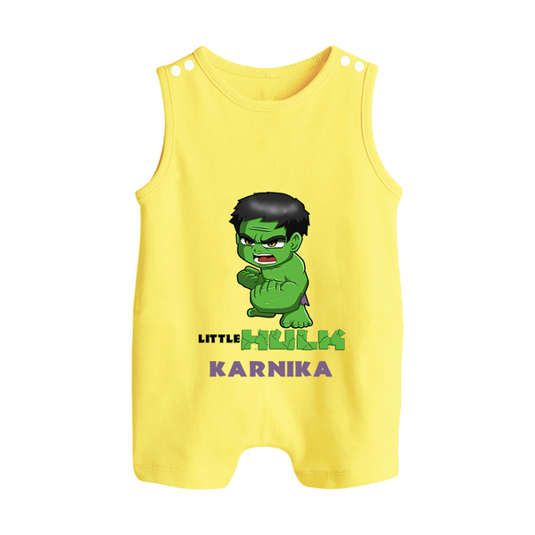 Little Hulk Hero Romper Suit / Sleeveless Romper | Custom Romper Suit / Sleeveless Romper for Baby Hulk Fans - PASTEL YELLOW - 0 - 5 Months Old (Chest 18")