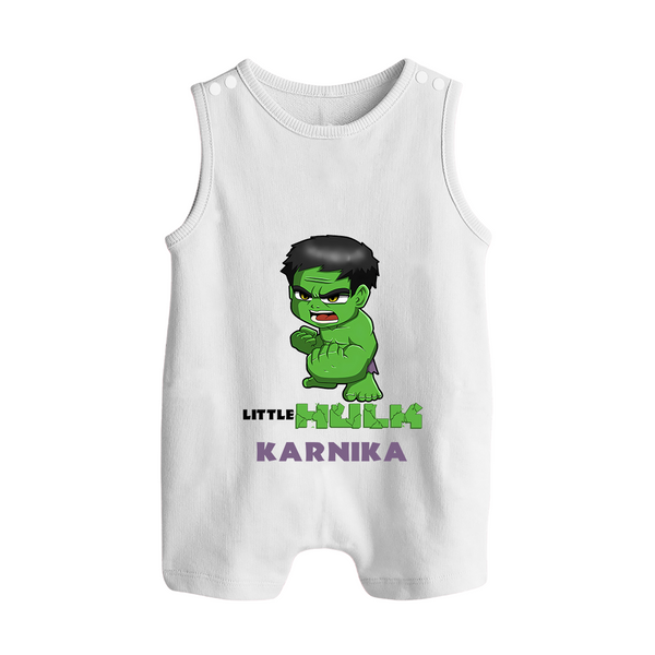 Little Hulk Hero Romper Suit / Sleeveless Romper | Custom Romper Suit / Sleeveless Romper for Baby Hulk Fans - WHITE - 0 - 5 Months Old (Chest 18")