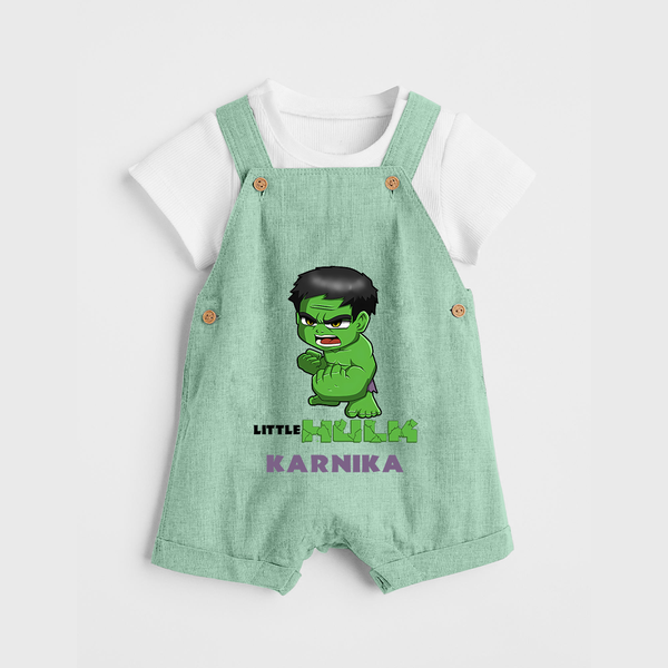 Little Hulk Hero Dungaree Set | Custom Dungaree Set for Baby Hulk Fans - MINT GREEN - 0 - 5 Months Old (Chest 18")