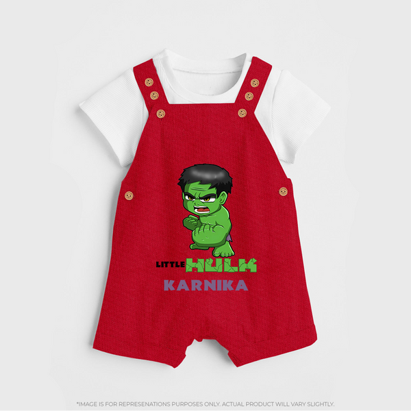 Little Hulk Hero Dungaree Set | Custom Dungaree Set for Baby Hulk Fans - RED - 0 - 5 Months Old (Chest 18")