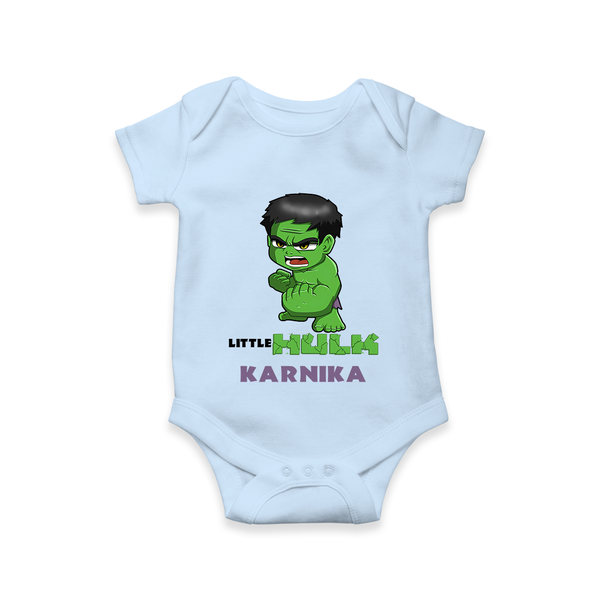 Little Hulk Hero Romper | Custom Romper for Baby Hulk Fans - BABY BLUE - New Born (Chest 14")