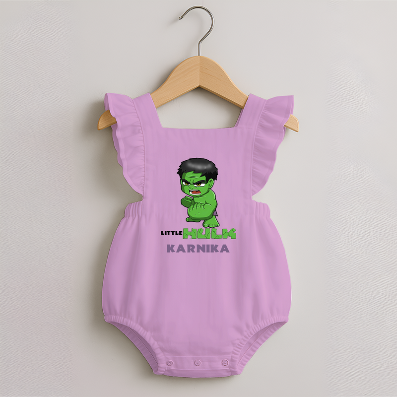 Little Hulk Hero Romper Frock | Custom Romper Frock for Baby Hulk Fans - BABY PINK - 0 - 3 Months Old (Chest 19")