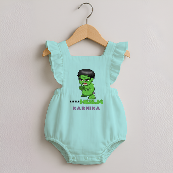 Little Hulk Hero Romper Frock | Custom Romper Frock for Baby Hulk Fans - MINT GREEN - 0 - 3 Months Old (Chest 19")
