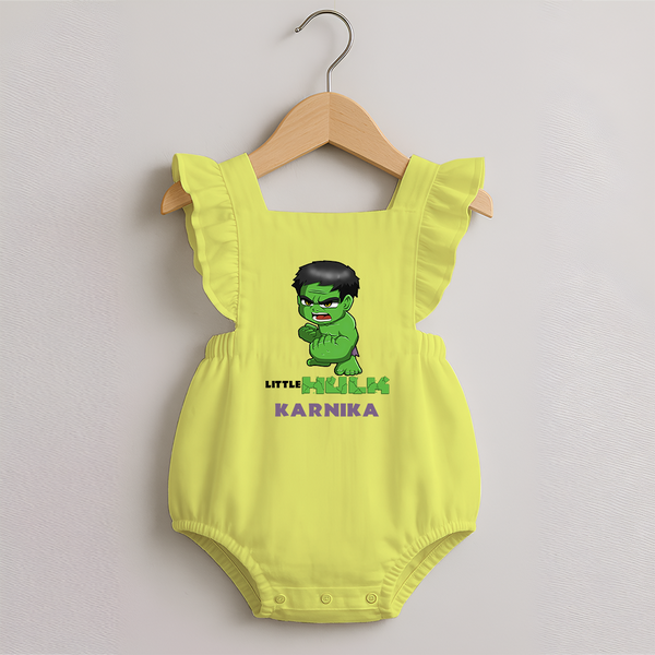 Little Hulk Hero Romper Frock | Custom Romper Frock for Baby Hulk Fans - PASTEL YELLOW - 0 - 3 Months Old (Chest 19")