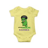 Little Hulk Hero Romper | Custom Romper for Baby Hulk Fans - PASTEL YELLOW - New Born (Chest 14")