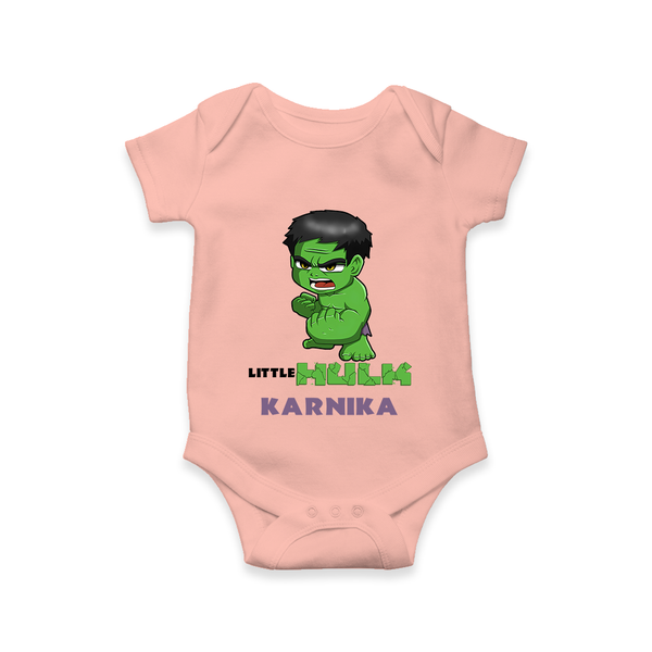 Little Hulk Hero Romper | Custom Romper for Baby Hulk Fans - PEACH - New Born (Chest 14")