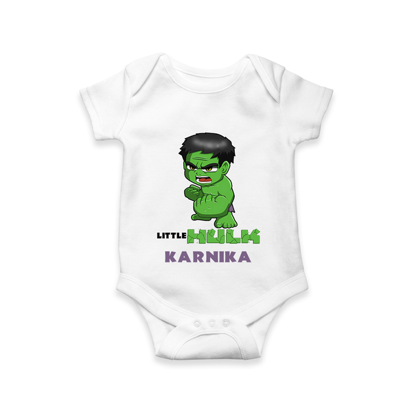 Little Hulk Hero Romper | Custom Romper for Baby Hulk Fans - WHITE - New Born (Chest 14")