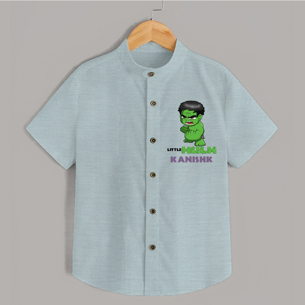 Little Hulk Hero Shirt | Custom Shirt for Baby Hulk Fans - ARCTIC BLUE - 0 - 6 Months Old (Chest 23")