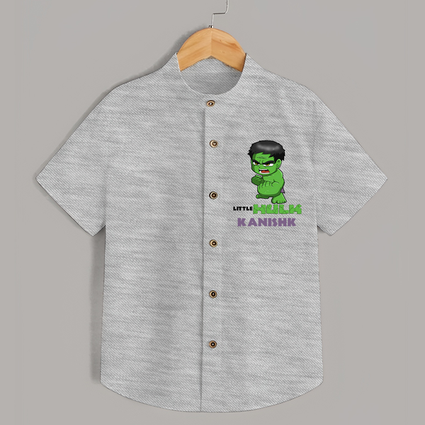 Little Hulk Hero Shirt | Custom Shirt for Baby Hulk Fans - GREY - 0 - 6 Months Old (Chest 23")