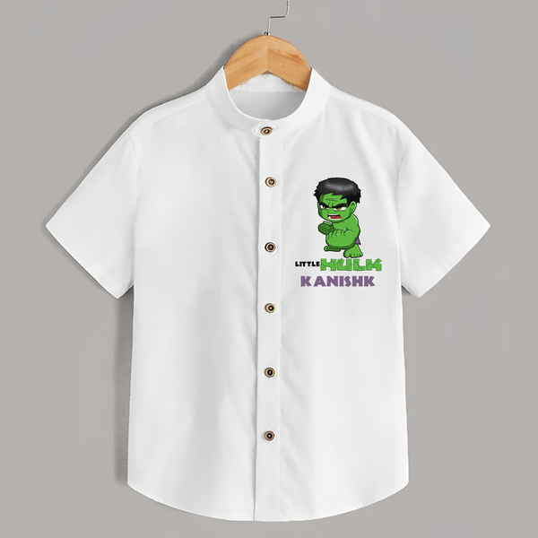 Little Hulk Hero Shirt | Custom Shirt for Baby Hulk Fans - WHITE - 0 - 6 Months Old (Chest 23")