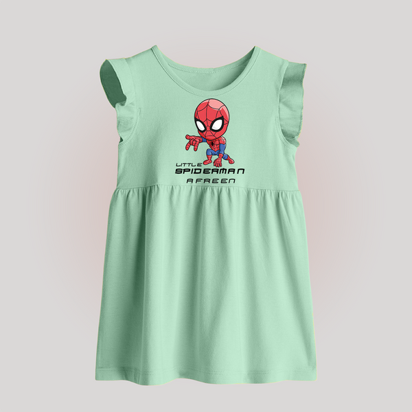 Little Spider-Man Baby Frock | Personalized Baby Baby Frock for Little Web-Slingers - MINT GREEN - 0 - 3 Months Old (Chest 17")