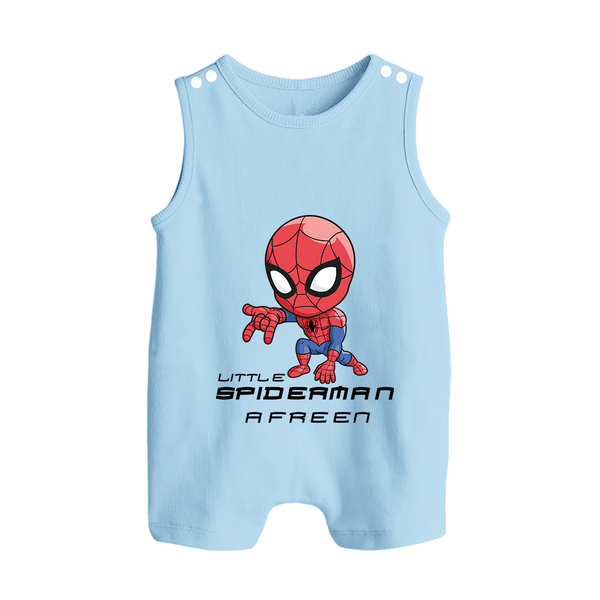 Little Spider-Man Romper Suit / Sleeveless Romper | Personalized Baby Romper Suit / Sleeveless Romper for Little Web-Slingers - BABY BLUE - 0 - 5 Months Old (Chest 18")