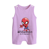 Little Spider-Man Romper Suit / Sleeveless Romper | Personalized Baby Romper Suit / Sleeveless Romper for Little Web-Slingers - LILAC - 0 - 5 Months Old (Chest 18")
