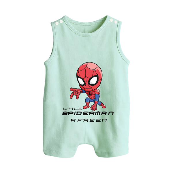 Little Spider-Man Romper Suit / Sleeveless Romper | Personalized Baby Romper Suit / Sleeveless Romper for Little Web-Slingers - MINT GREEN - 0 - 5 Months Old (Chest 18")
