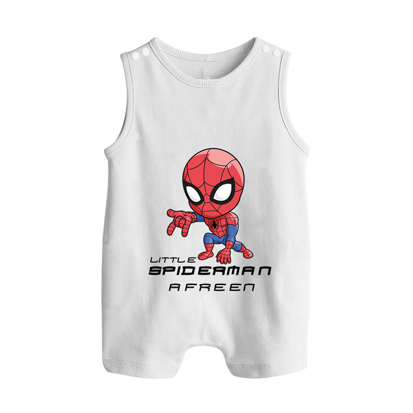 Little Spider-Man Romper Suit / Sleeveless Romper | Personalized Baby Romper Suit / Sleeveless Romper for Little Web-Slingers - WHITE - 0 - 5 Months Old (Chest 18")