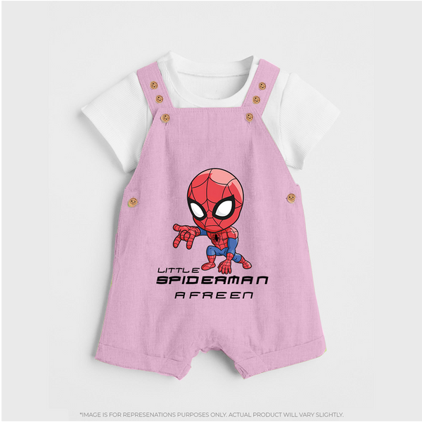 Little Spider-Man Dungaree Set | Personalized Baby Dungaree Set for Little Web-Slingers - BABY PINK - 0 - 5 Months Old (Chest 18")