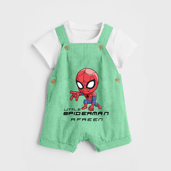 Little Spider-Man Dungaree Set | Personalized Baby Dungaree Set for Little Web-Slingers - GREEN - 0 - 5 Months Old (Chest 18")