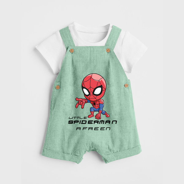 Little Spider-Man Dungaree Set | Personalized Baby Dungaree Set for Little Web-Slingers - MINT GREEN - 0 - 5 Months Old (Chest 18")