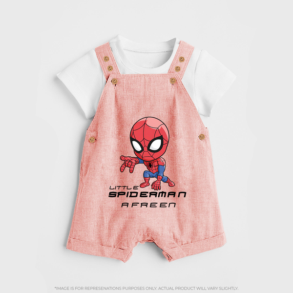 Little Spider-Man Dungaree Set | Personalized Baby Dungaree Set for Little Web-Slingers - PEACH - 0 - 5 Months Old (Chest 18")