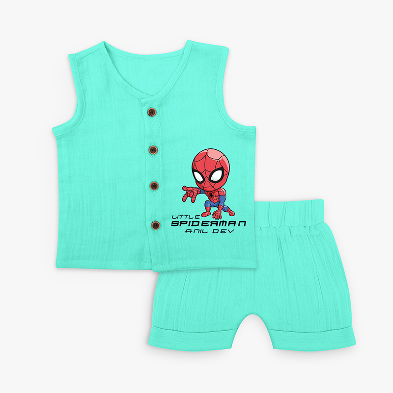 Little Spiderman Jabla Set For Babies - AQUA GREEN - 0 - 3 Months Old (Chest 9.8")