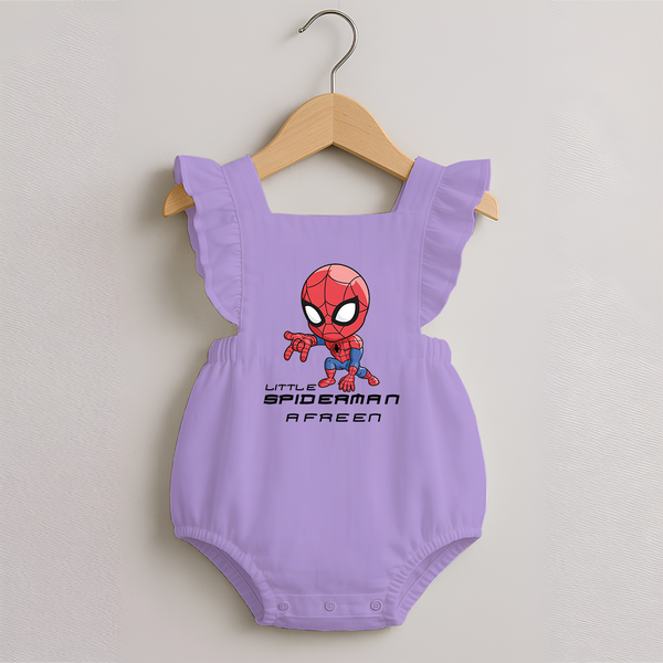 Little Spider-Man Romper Frock | Personalized Baby Romper Frock for Little Web-Slingers - LILAC - 0 - 3 Months Old (Chest 19")