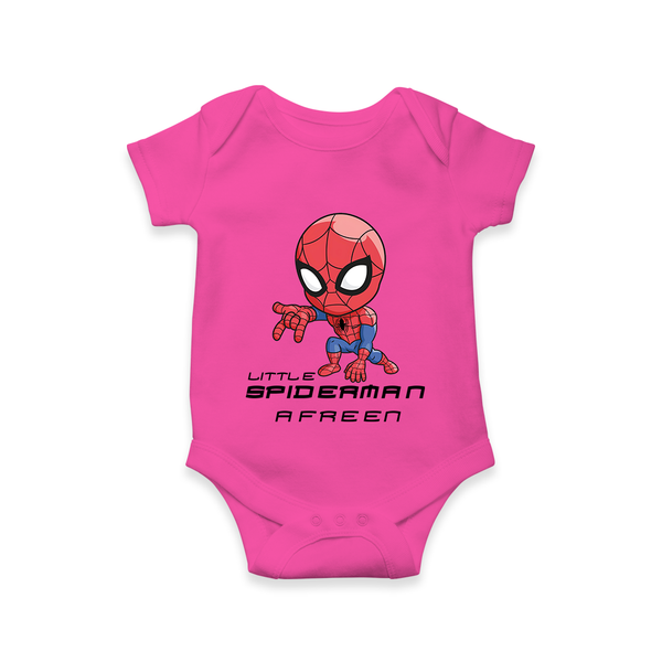 Little Spider-Man Romper | Personalized Baby Romper for Little Web-Slingers - HOT PINK - New Born (Chest 14")