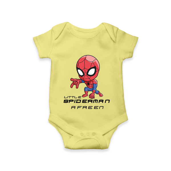 Little Spider-Man Romper | Personalized Baby Romper for Little Web-Slingers - PASTEL YELLOW - New Born (Chest 14")