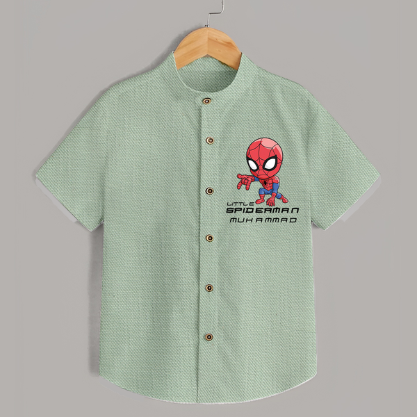 Little Spider-Man Shirt | Personalized Baby Shirt for Little Web-Slingers - MINT GREEN - 0 - 6 Months Old (Chest 23")