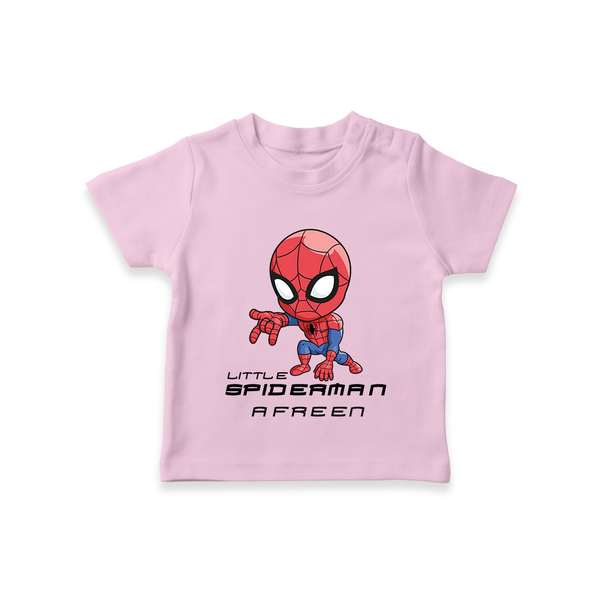 Little Spider-Man T-Shirt | Personalized Baby T-Shirt for Little Web-Slingers - BABY PINK - 0-5 Months Old (Chest 17")