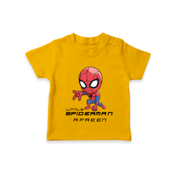 Little Spider-Man T-Shirt | Personalized Baby T-Shirt for Little Web-Slingers - CHROME YELLOW - 0-5 Months Old (Chest 17")