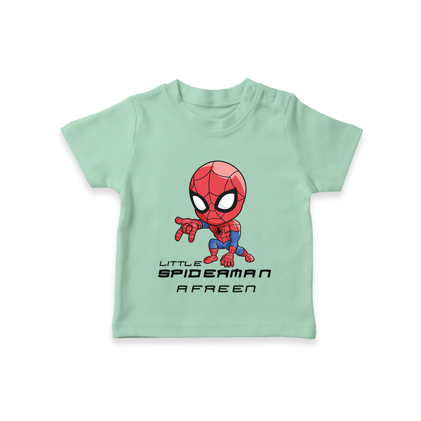 Little Spider-Man T-Shirt | Personalized Baby T-Shirt for Little Web-Slingers - MINT GREEN - 0-5 Months Old (Chest 17")