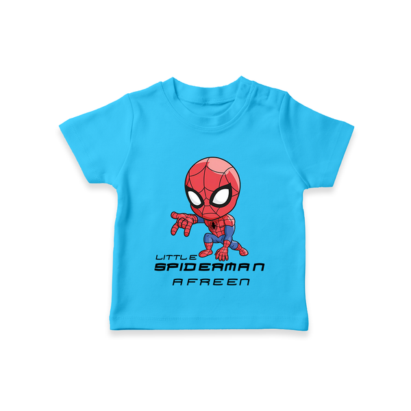Little Spider-Man T-Shirt | Personalized Baby T-Shirt for Little Web-Slingers - SKY BLUE - 0-5 Months Old (Chest 17")