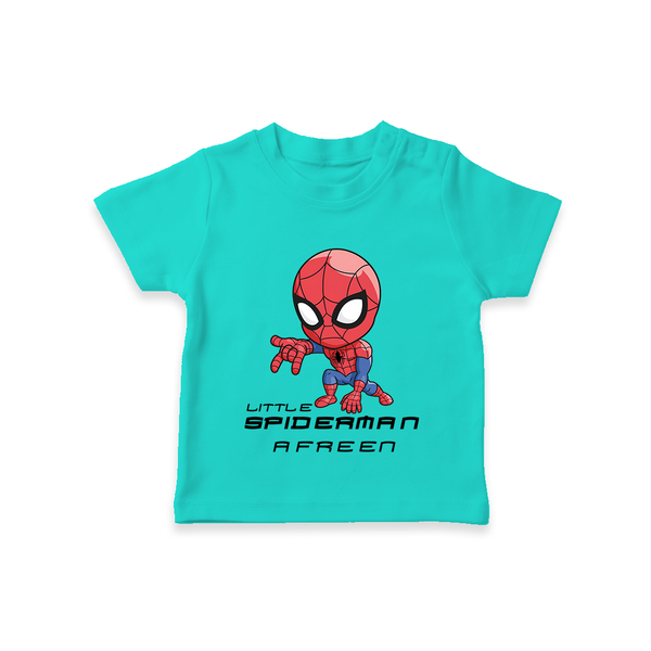 Little Spider-Man T-Shirt | Personalized Baby T-Shirt for Little Web-Slingers - TEAL - 0-5 Months Old (Chest 17")