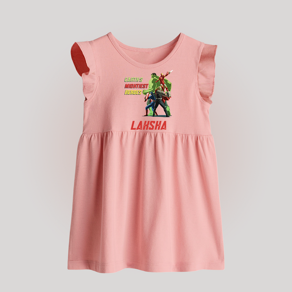 Little Avengers Team Baby Frock | Custom Baby Frock for Baby Superheroes - BABY PINK - 0 - 3 Months Old (Chest 17")